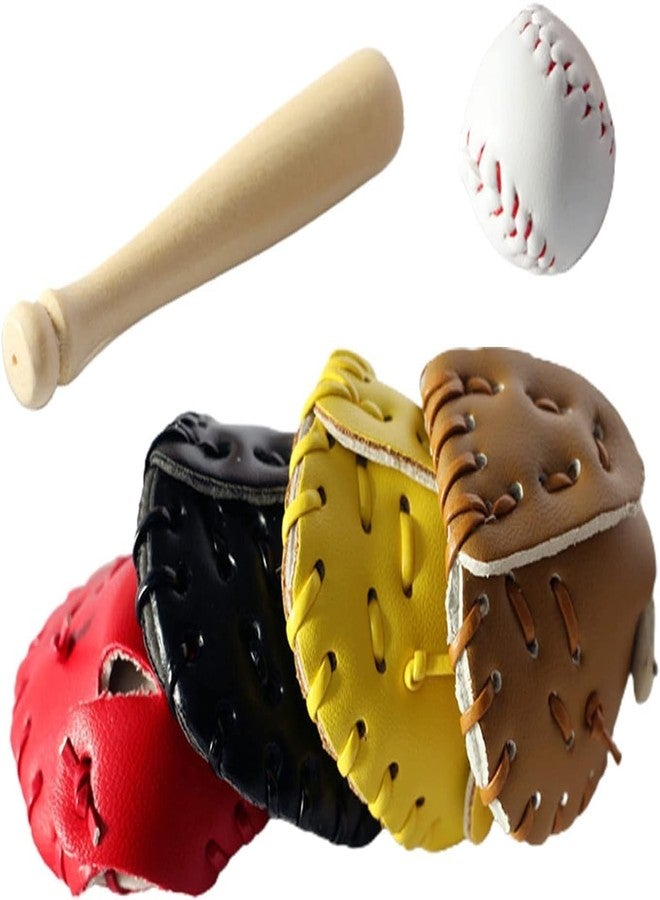 aoukoslt 3Pcs Set Khaki Dollhouse Baseball, 1/12 Scale Miniature Accessories, Wood Miniature Baseball Glove Set for Dollhouse Scene, Decorations - Image 4